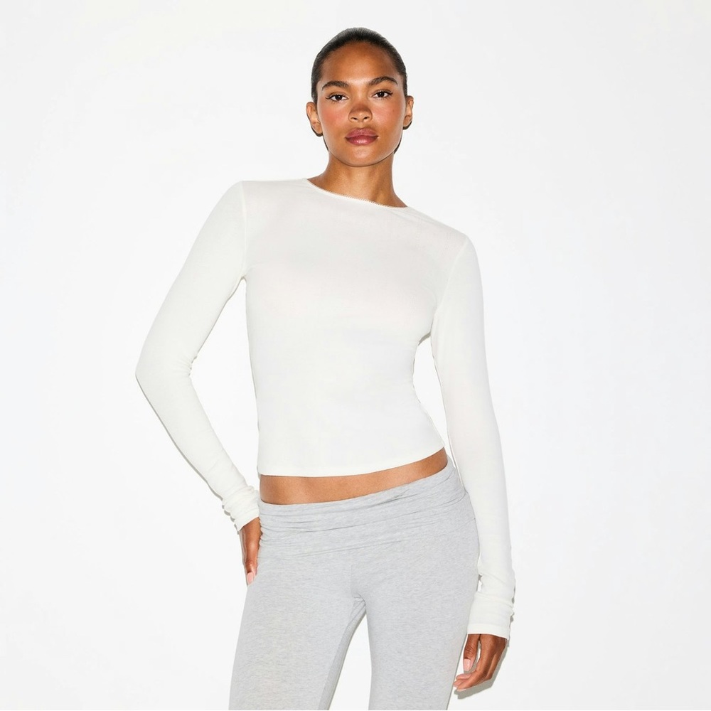 SKIMS Drop Needle Pointelle Long Sleeve Top